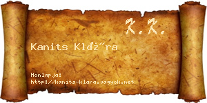 Kanits Klára névjegykártya